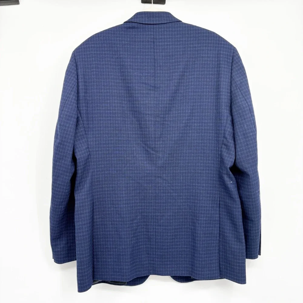 Jos. A. Bank Mens Traveler Travel Tech Blue Check Tailored Fit‎ Blazer 44 Long